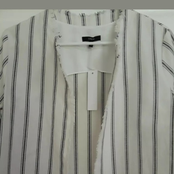 Drew Stripe Linen and Cotton Buttonless Blazer - Picture 3 of 8